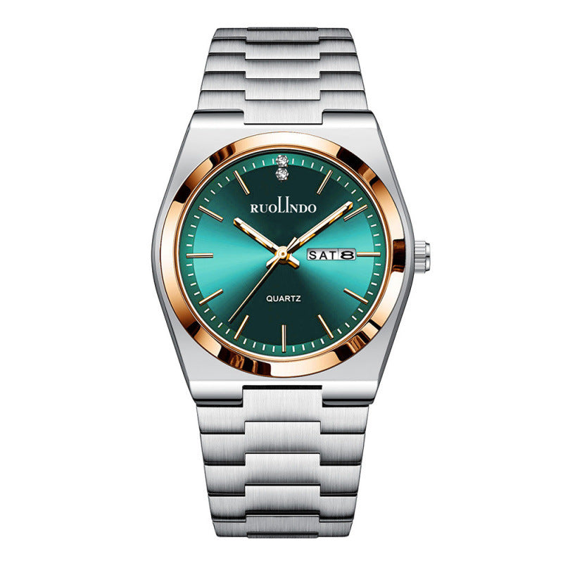 Ultra-thin Butterfly-clasp Steel-band Quartz Mens Watch