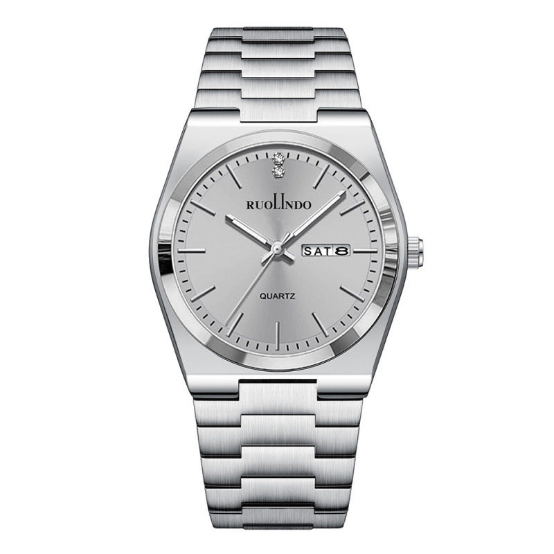 Ultra-thin Butterfly-clasp Steel-band Quartz Mens Watch