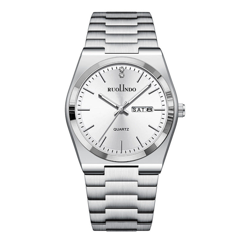 Ultra-thin Butterfly-clasp Steel-band Quartz Mens Watch