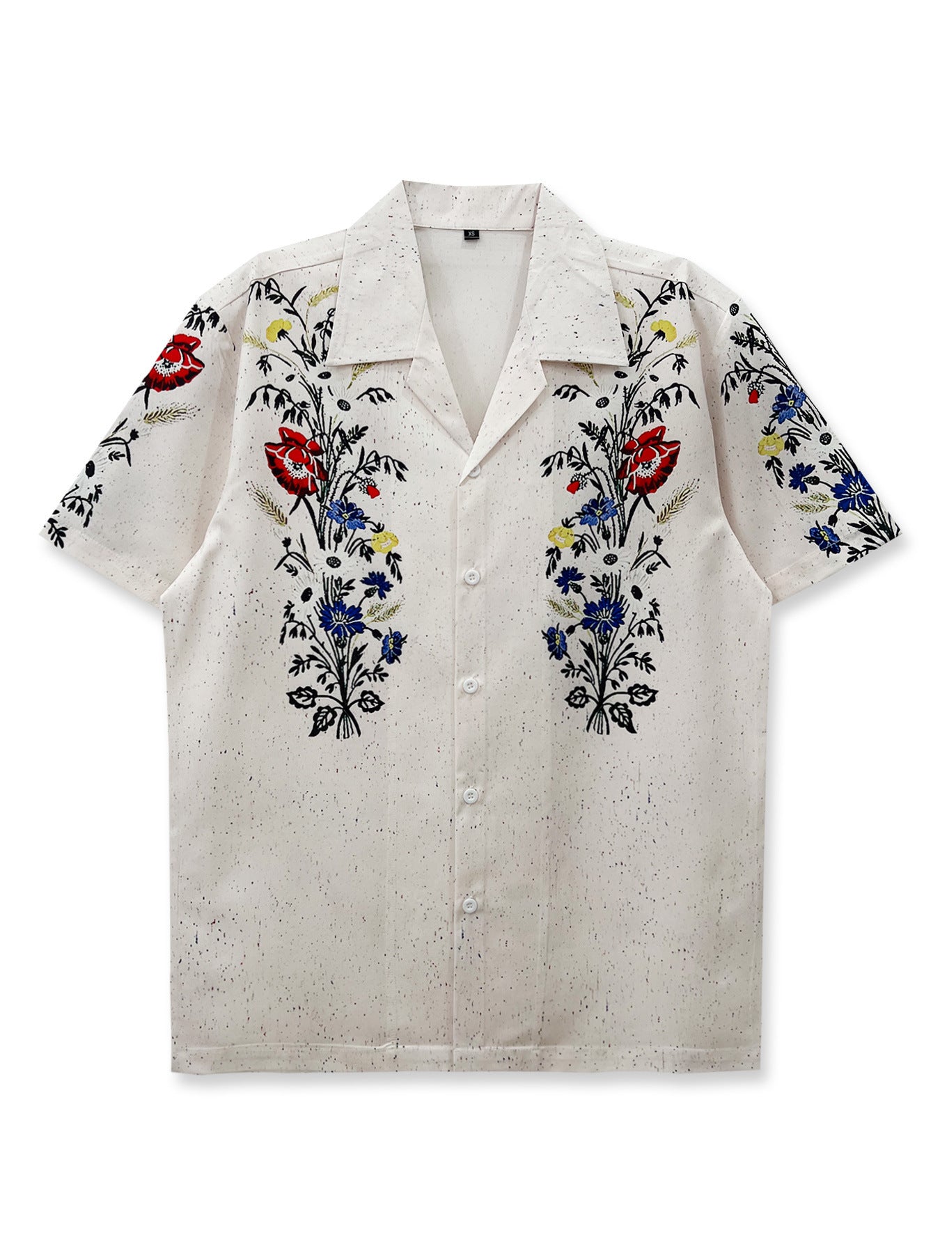 Floral Loose Men's Digital-Print Short-Sleeve Shirt