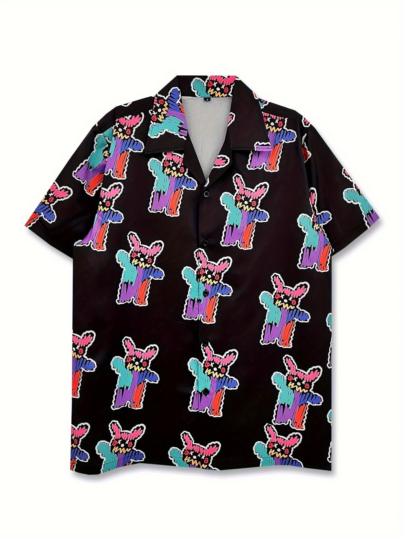 Floral Loose Men's Digital-Print Short-Sleeve Shirt