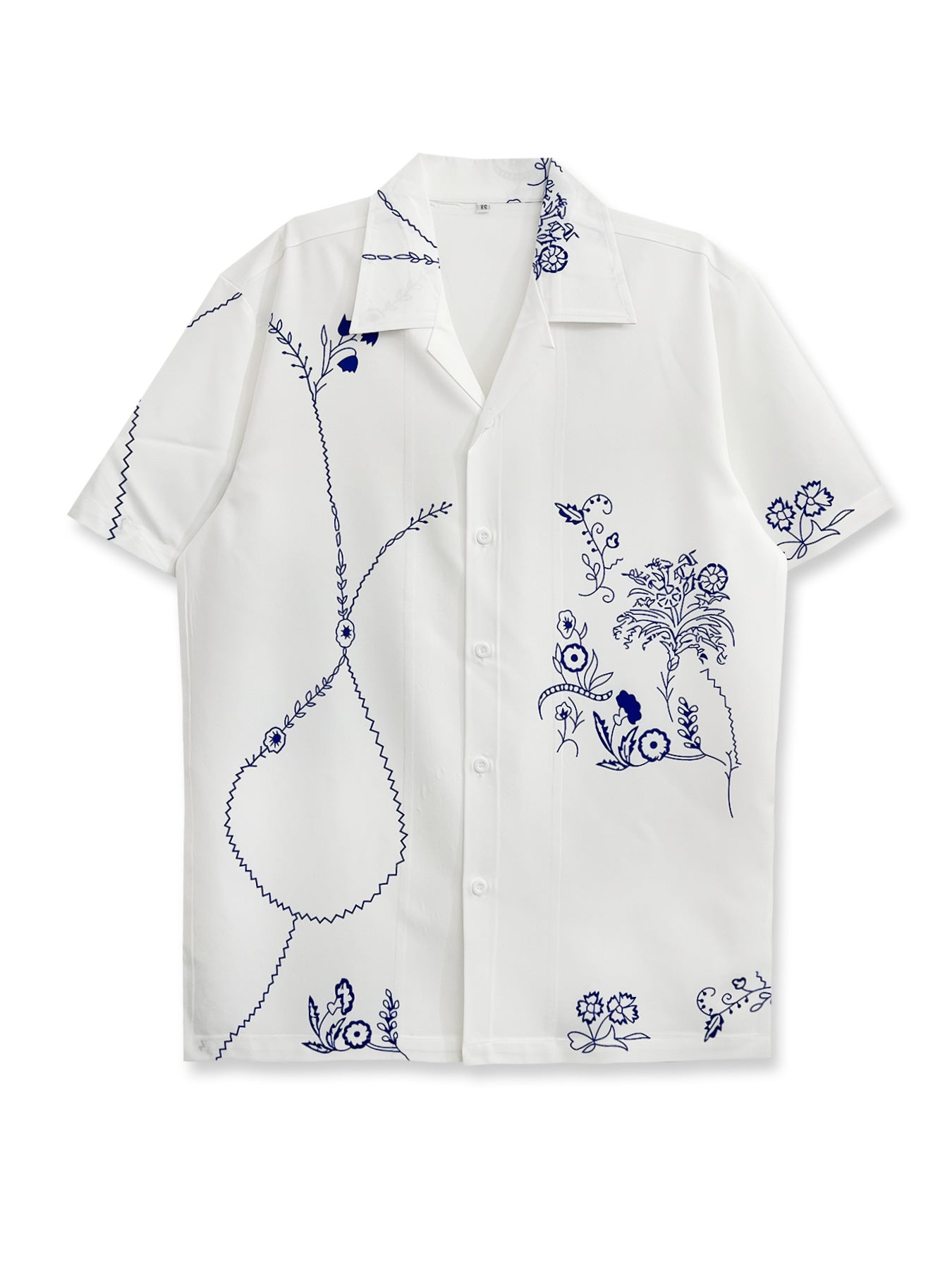Floral Loose Men's Digital-Print Short-Sleeve Shirt