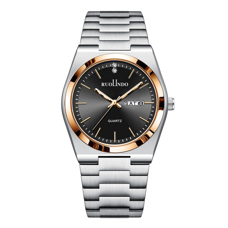 Ultra-thin Butterfly-clasp Steel-band Quartz Mens Watch