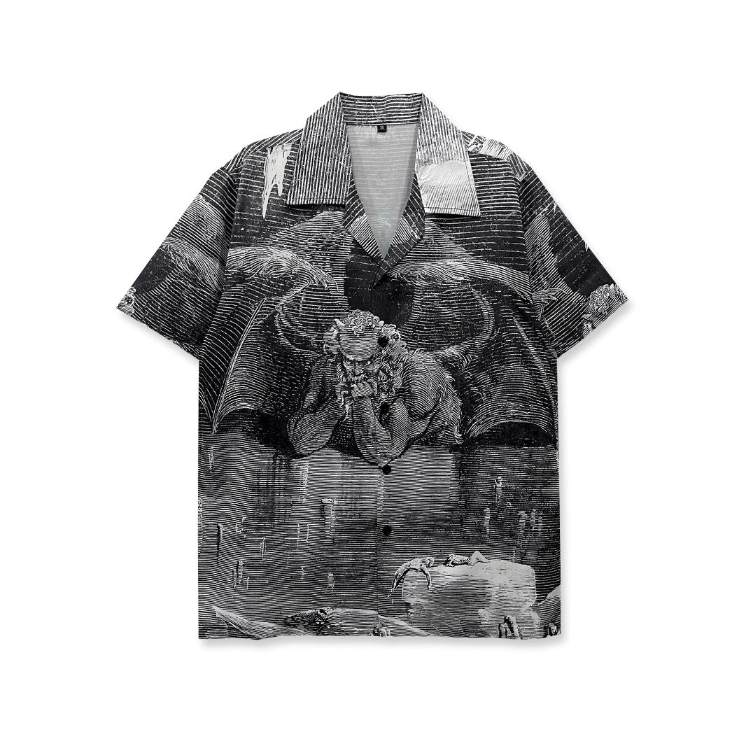 Floral Loose Men's Digital-Print Short-Sleeve Shirt