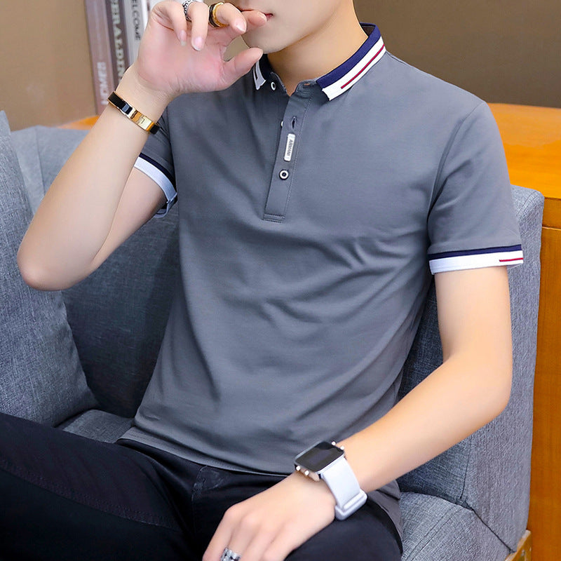 Men's Embroidery Paul Lapel short sleeve t-shirt men's T-shirt