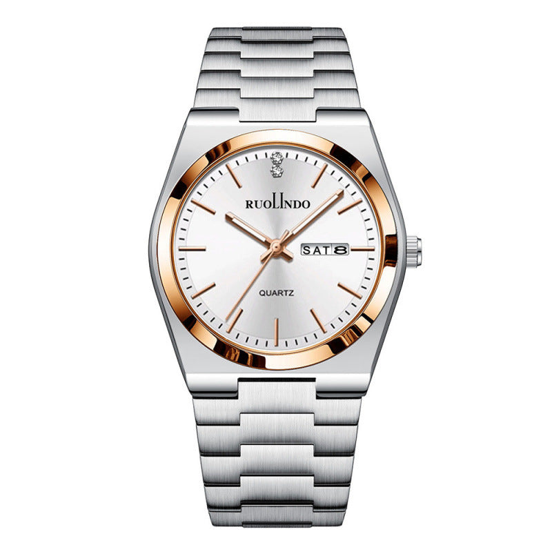 Ultra-thin Butterfly-clasp Steel-band Quartz Mens Watch