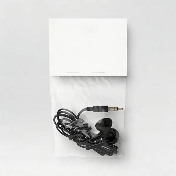 Wired Earbuds Black: 3.5mm Jack In-Ear Headphones, ABS Cushion
