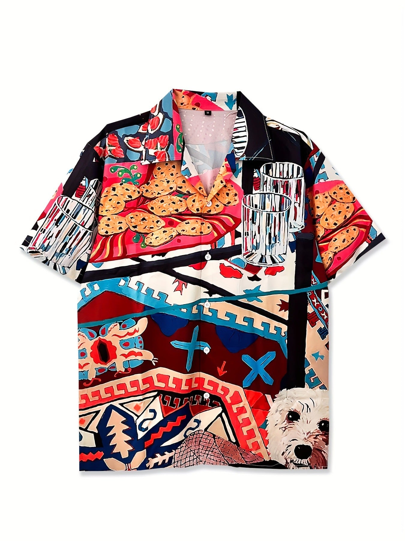 Floral Loose Men's Digital-Print Short-Sleeve Shirt