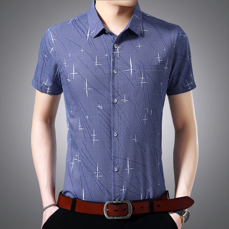 Iron-Free Casual Seamless Mens Lapel Shirt