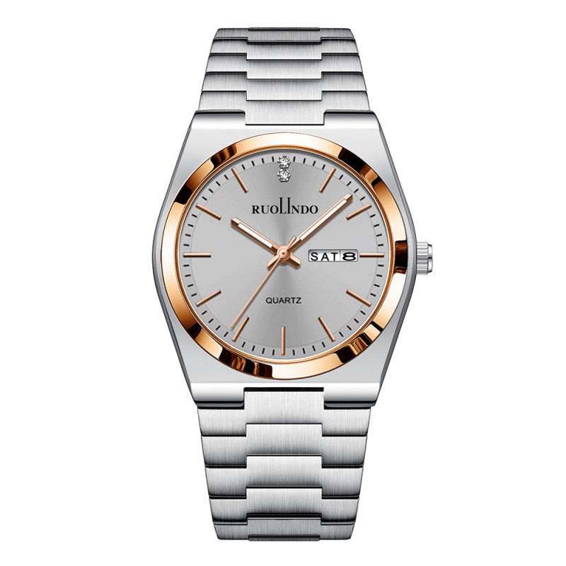 Ultra-thin Butterfly-clasp Steel-band Quartz Mens Watch