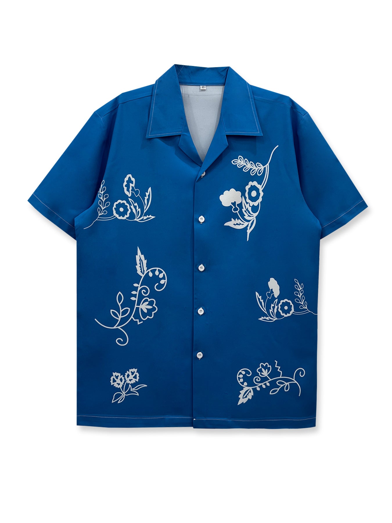Floral Loose Men's Digital-Print Short-Sleeve Shirt