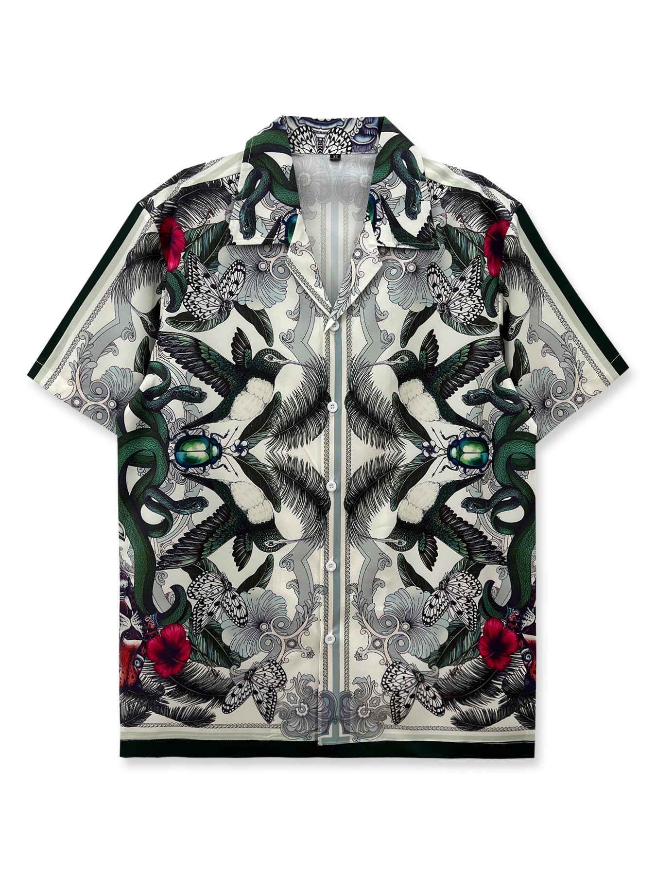 Floral Loose Men's Digital-Print Short-Sleeve Shirt