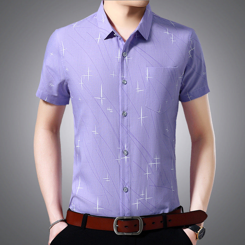 Iron-Free Casual Seamless Mens Lapel Shirt