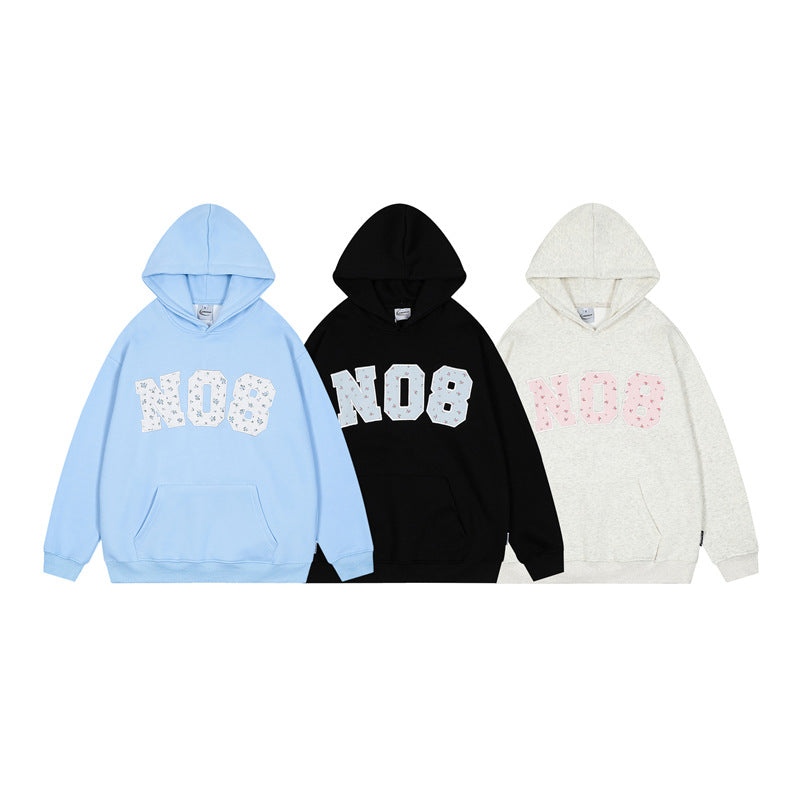Floral Patch Embroidered Hoodie Men