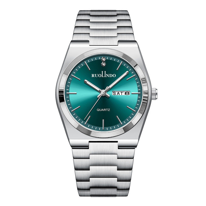 Ultra-thin Butterfly-clasp Steel-band Quartz Mens Watch